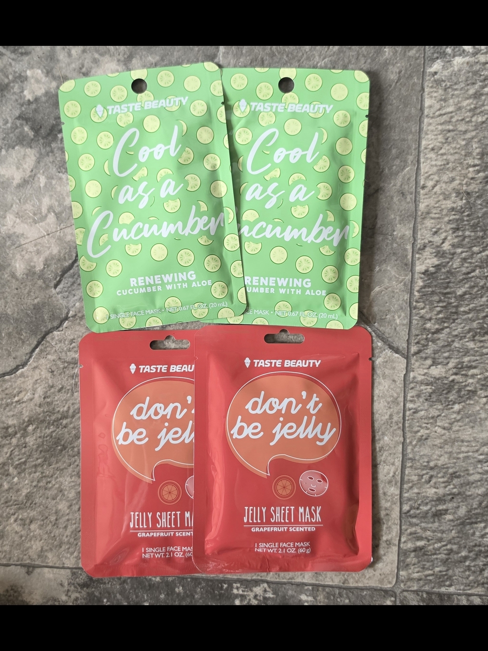 Taste Beauty Cool as a Cucumber & Don't Be Jelly Sheet Masks - 4pk BNIB